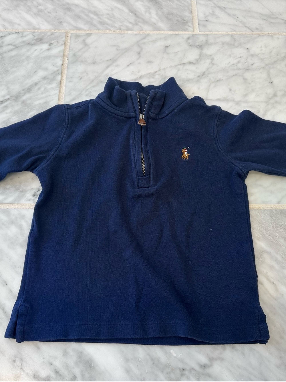 Ralph Lauren Kids Navy Half-Zip Sweatshirt with Embroidered Pony
